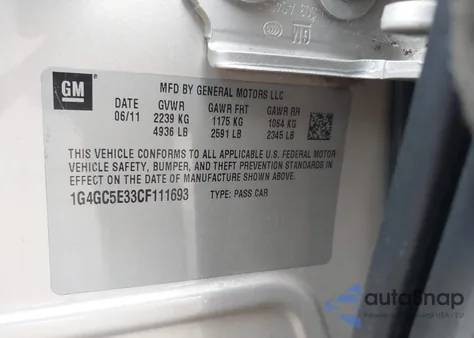 2012 Buick Lacrosse Leather Group z USA, uszkodzony, nr VIN 1G4GC5E33CF111693